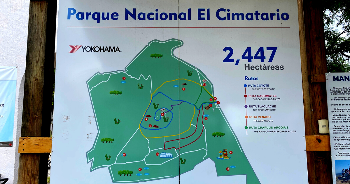 map of the hiking trails in el cimatario in queretaro